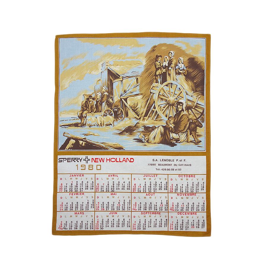 1980年 NEW HOLLAND ヴィンテージ ファブリック カレンダー 雑貨 タペストリー 布