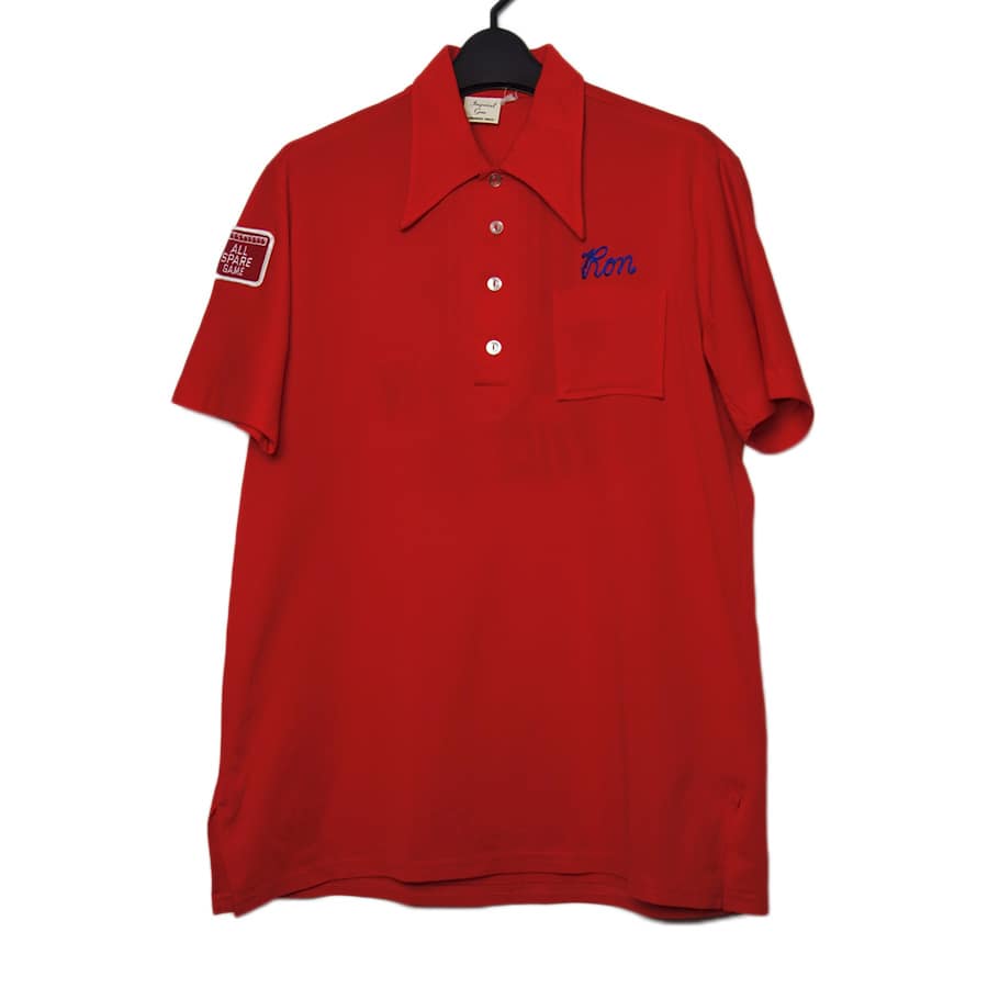 ヴィンテージ ボウリングシャツ 赤 フロッキープリント Imperial Gem