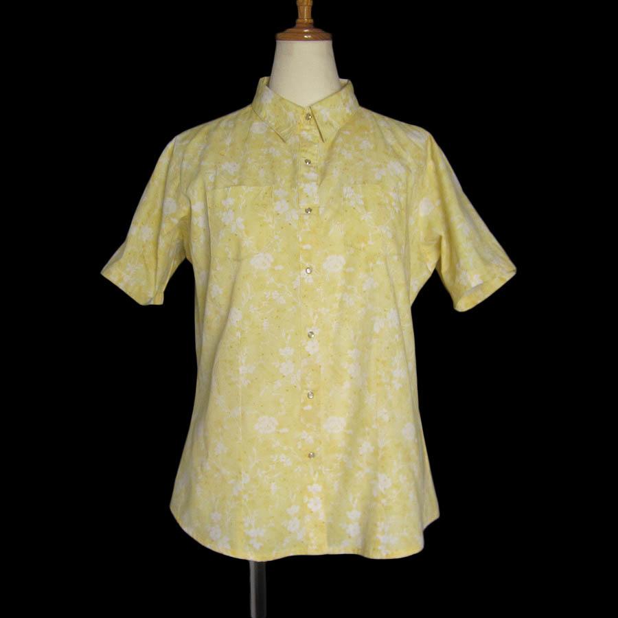 花柄 半袖 ウエスタンシャツ レディース 黄色系
