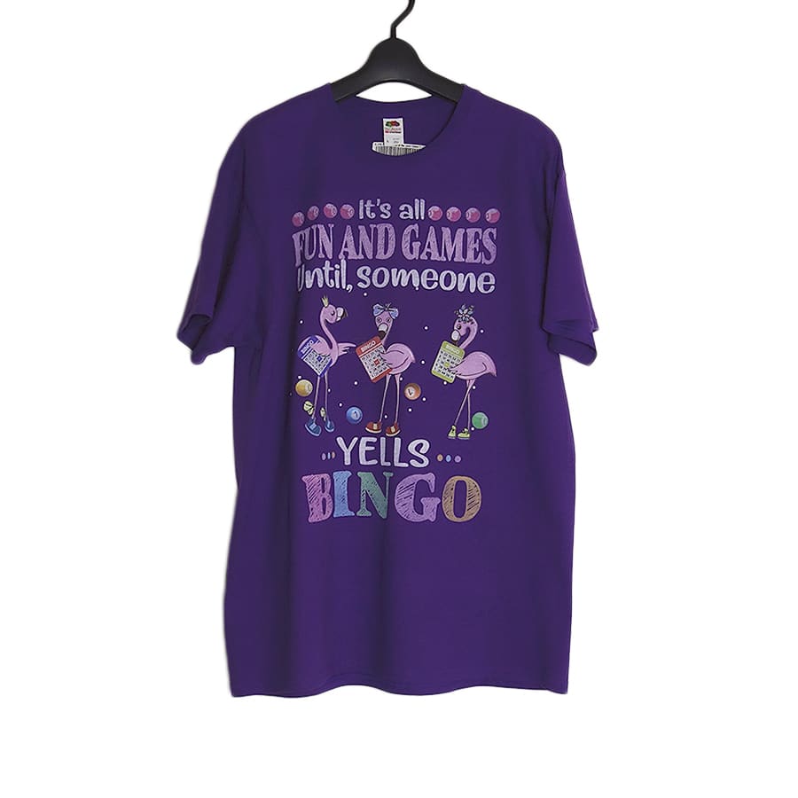 BINGO プリントTシャツ 新品 デッドストック FRUIT OF THE LOOM 紫 L