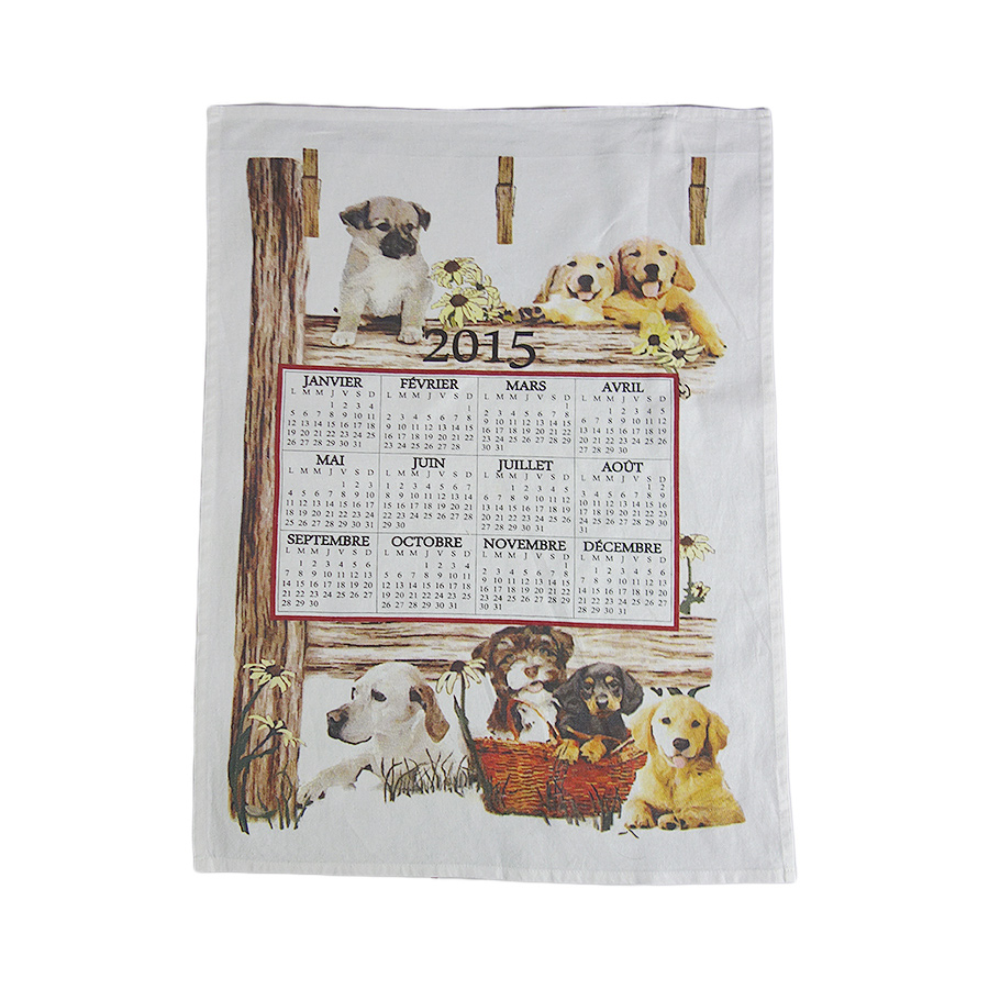 2015 犬 ファブリック カレンダー 雑貨 タペストリー 布