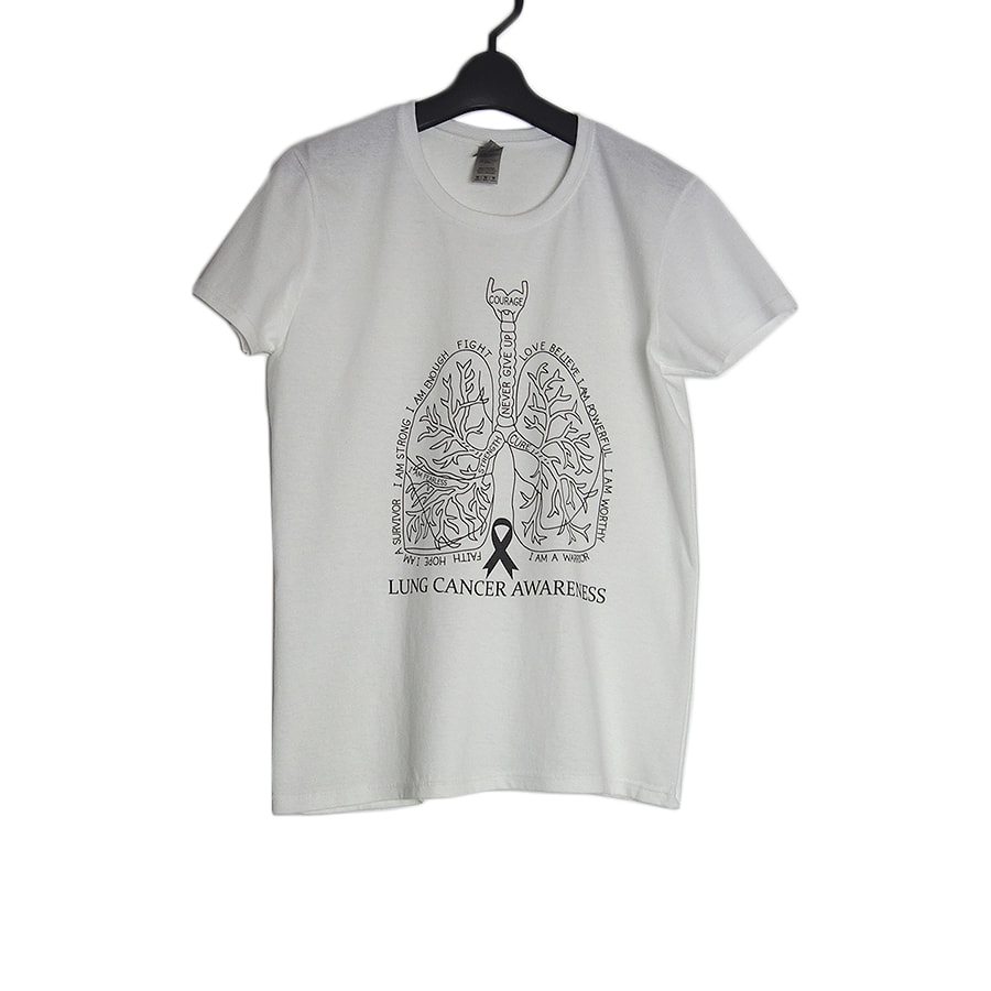 肺 LUNG CANCER AWARENESS レディース Tシャツ 新品 デッドストック 白 M