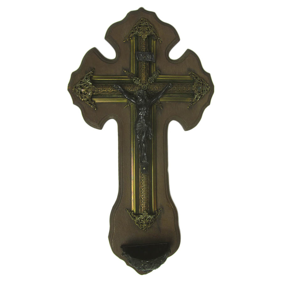 アンティーク キリスト 十字架 壁掛け クロス 磔 聖水盤 フランス