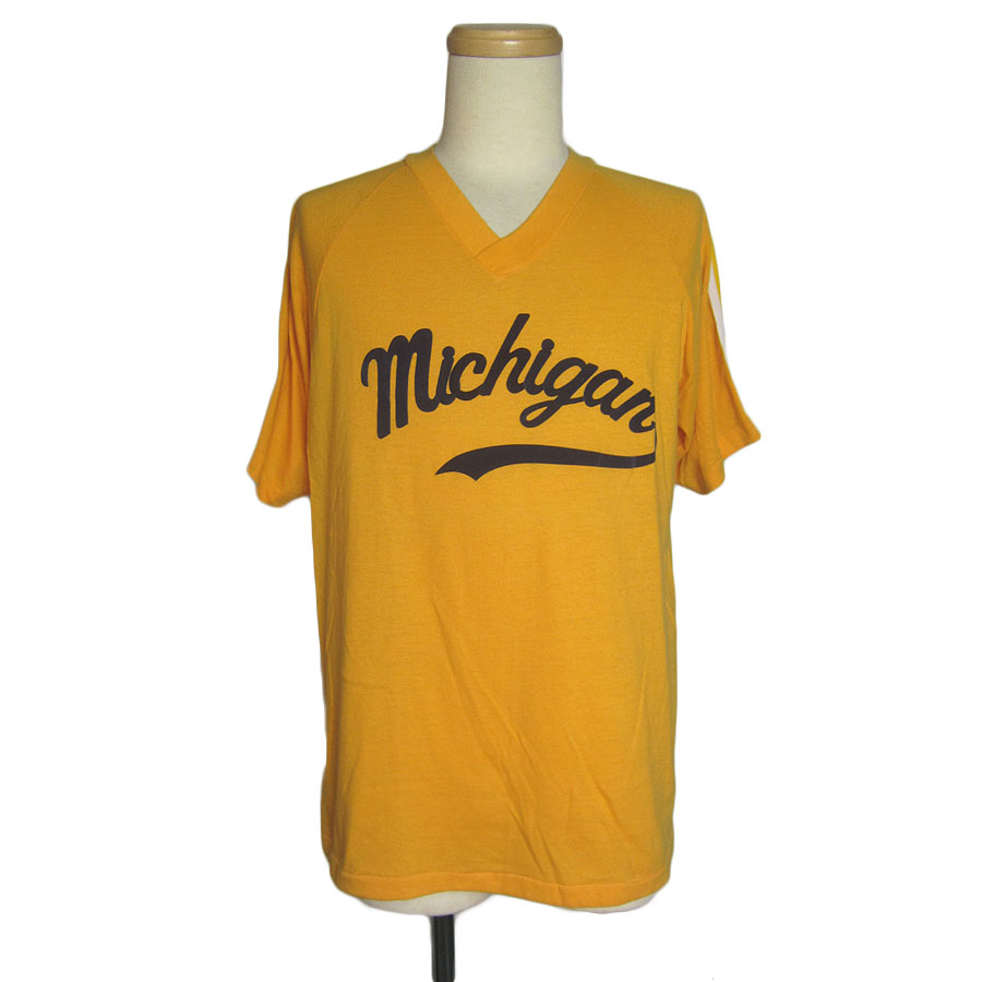 アメリカ製 80年代 ビンテージ VネックTシャツ sportswear 黄色
