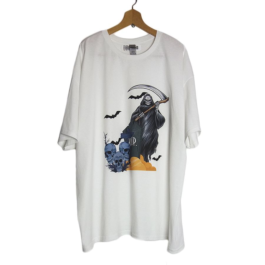 悪魔 死神 プリントTシャツ 新品 デッドストック GILDAN 白 3XL