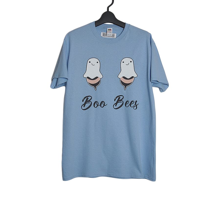 Boo Bees プリントTシャツ 新品 FRUIT OF THE LOOM 水色 蜂のお化け