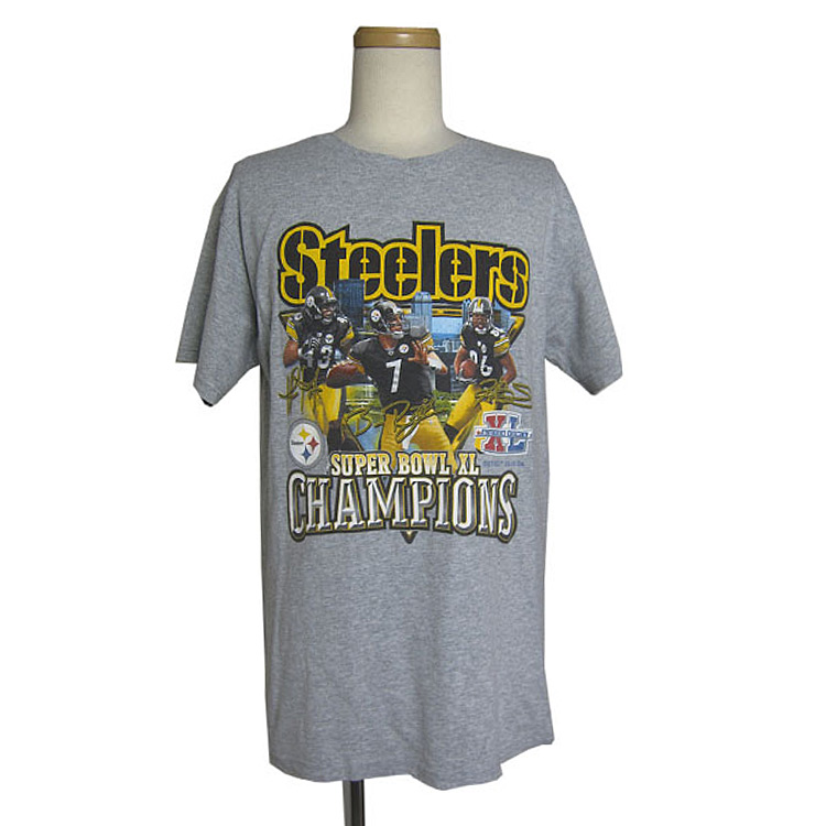 NFL アメフト プリントtシャツ Steelers スーパーボウル ティーシャツ グレー色