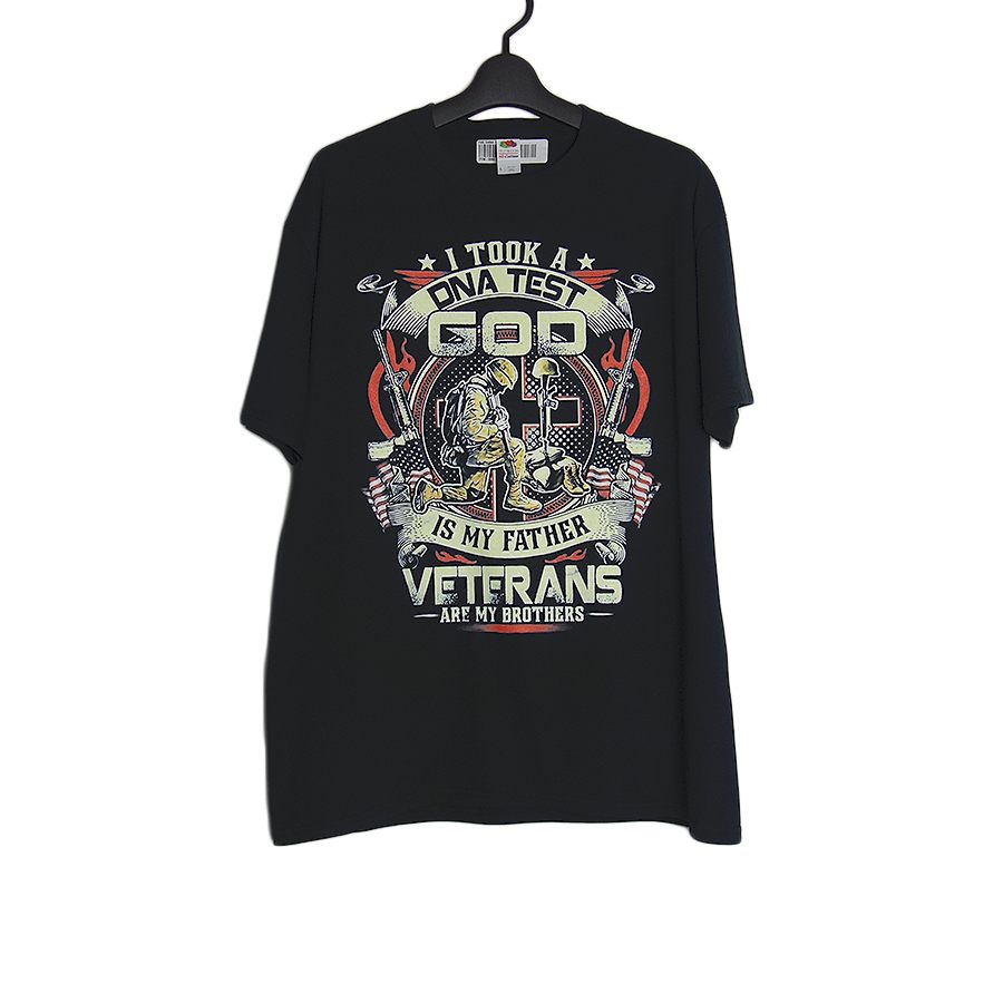 VETERANS プリントTシャツ 新品 FRUIT OF THE LOOM 黒 ミリタリー系 兵士