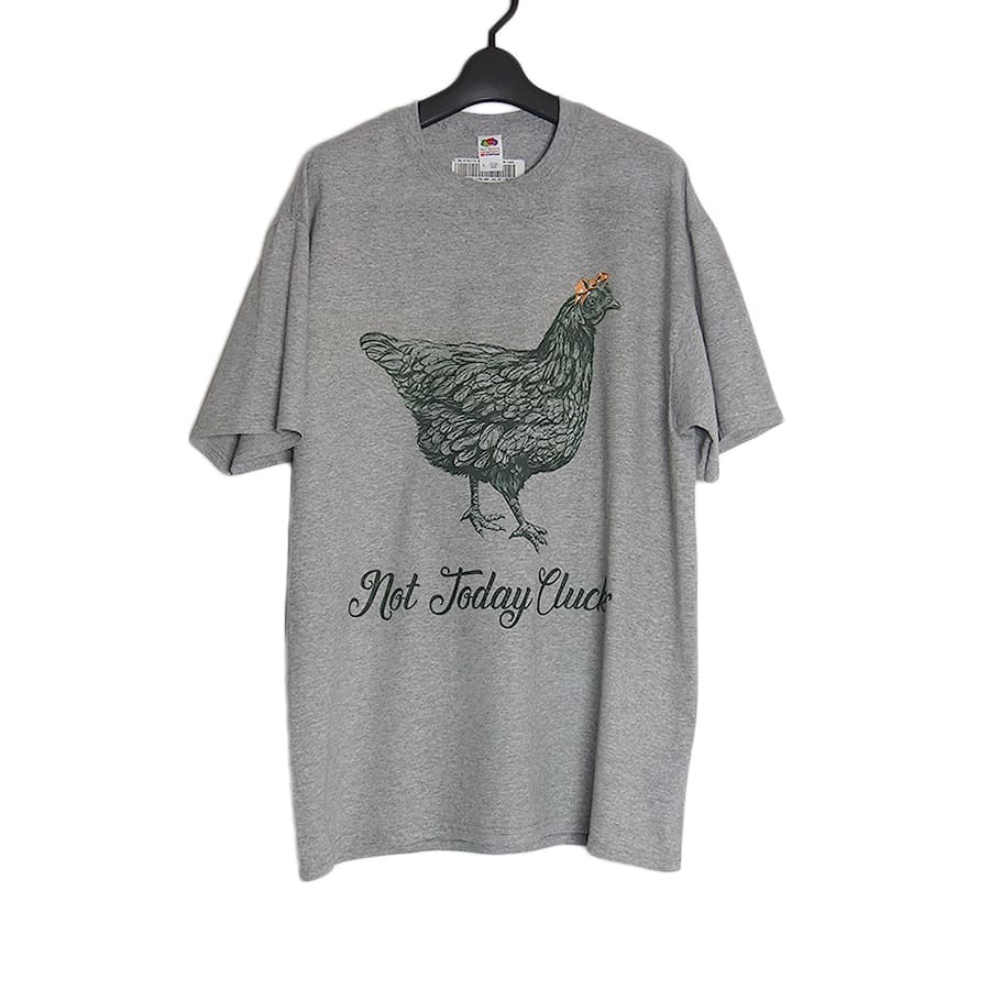 鶏 プリントTシャツ 新品 デッドストック アスレチックヘザー L