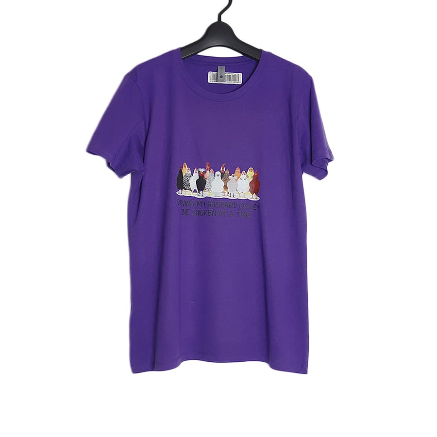 鶏 レディース プリントTシャツ 新品 デッドストック NEXT LEVEL 紫 XL