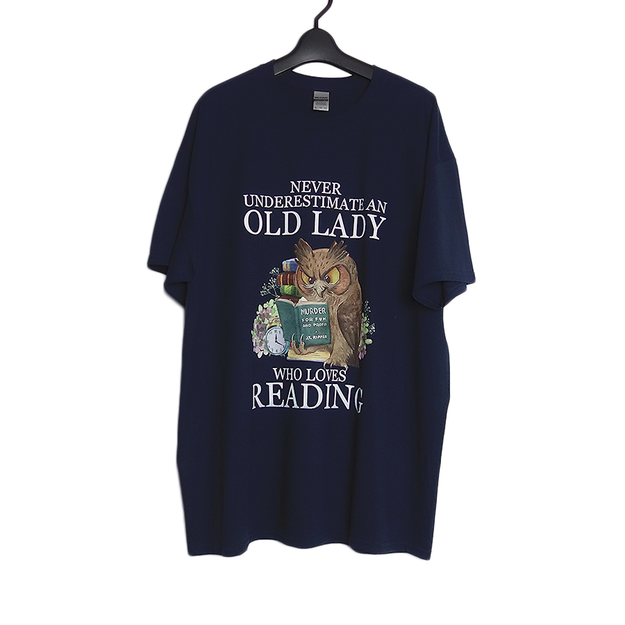 OLD LADY 梟 プリントTシャツ 新品 デッドストック GILDAN 紺 XL
