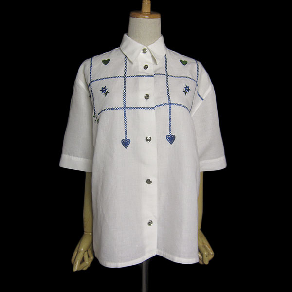 刺繍 チロル シャツ 半袖 白 hammerle　