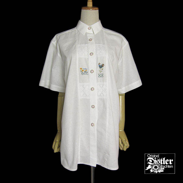 刺繡 チロルシャツ 白 半袖 Distler　