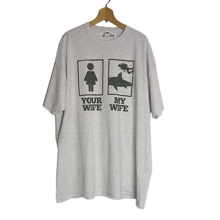 新品 FRUIT OF THE LOOM ユニーク プリントTシャツ グレー系