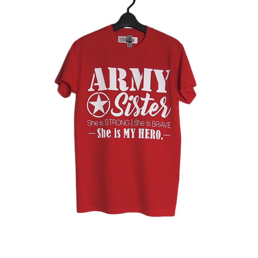 ARMY Sister プリントTシャツ 新品 デッドストック GILDAN 赤 S