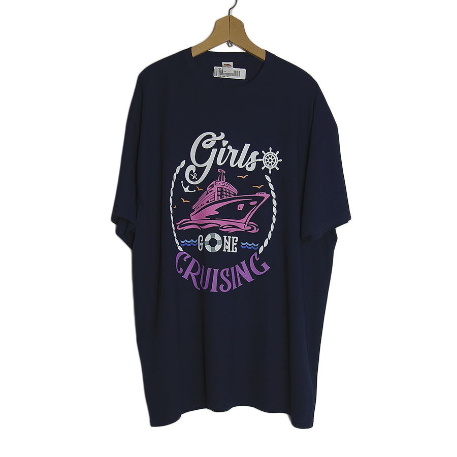 新品 FRUIT OF THE LOOM クルージング船 プリントTシャツ 紺 BIGサイズ