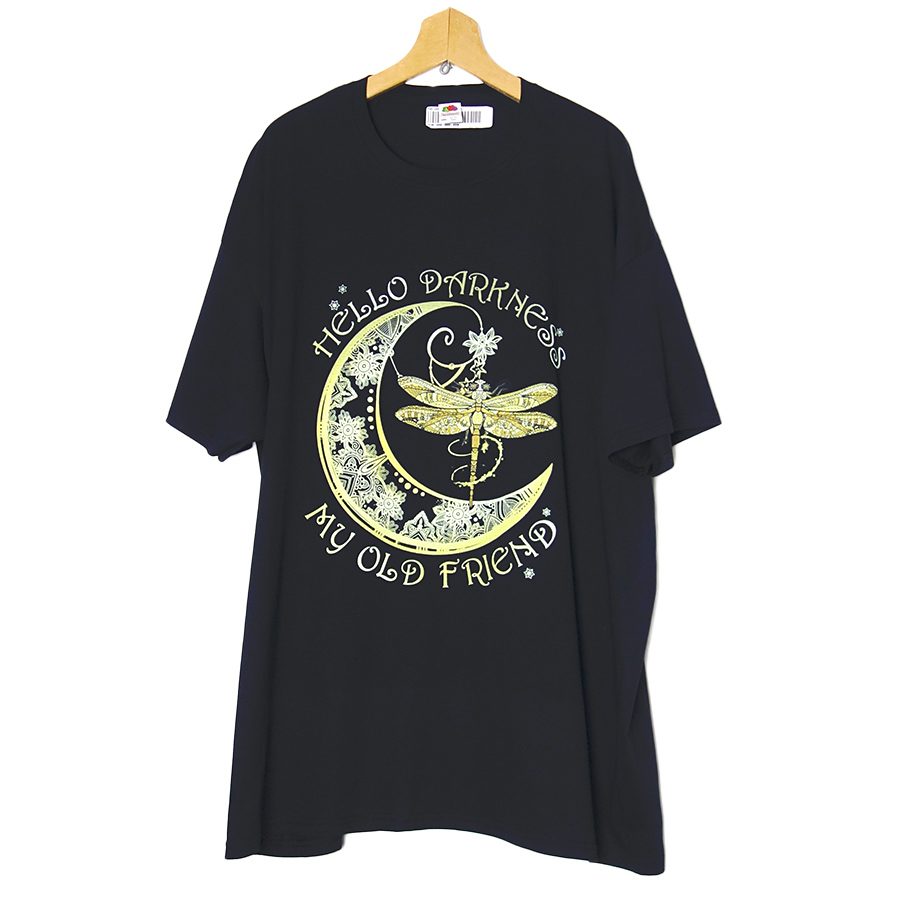 新品 FRUIT OF THE LOOM 月とトンボ プリントTシャツ 黒 BIGサイズ