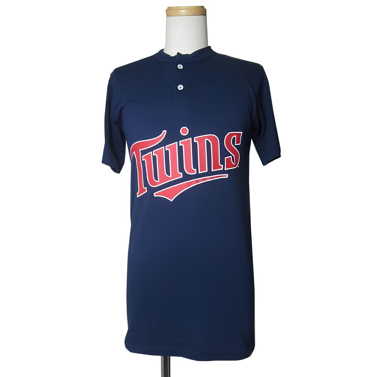 メジャーリーグ TWINS ヘンリーネック ベースボールTシャツ 紺色