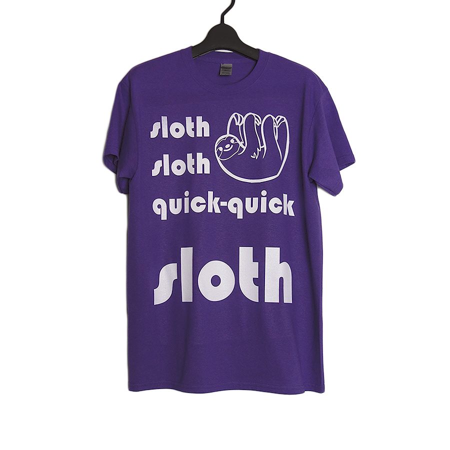 ナマケモノ プリントtシャツ 新品 Gildan 紫 古着通販ショップ 異国屋 ナマケモノ プリントtシャツ 新品 Gildan 紫 古着通販ショップ 異国屋