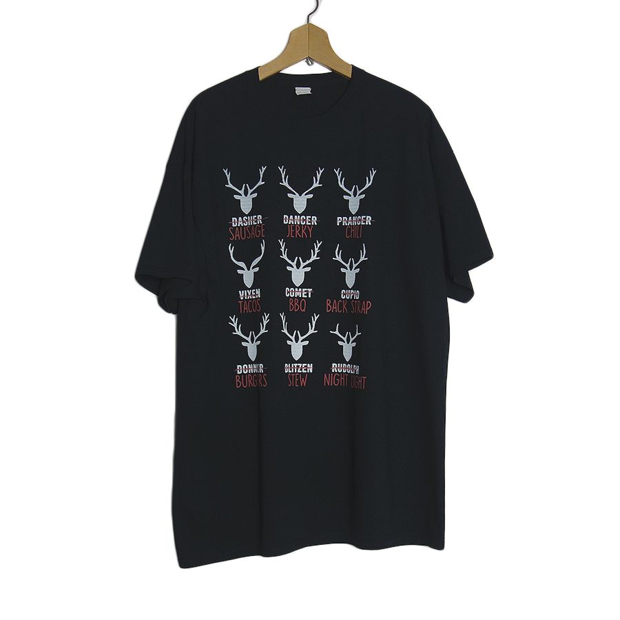 新品 FRUIT OF THE LOOM 鹿 プリントTシャツ 黒色 大きいサイズ