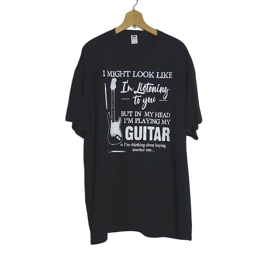 新品 FRUIT OF THE LOOM ギター プリントTシャツ 黒色 大きいサイズ
