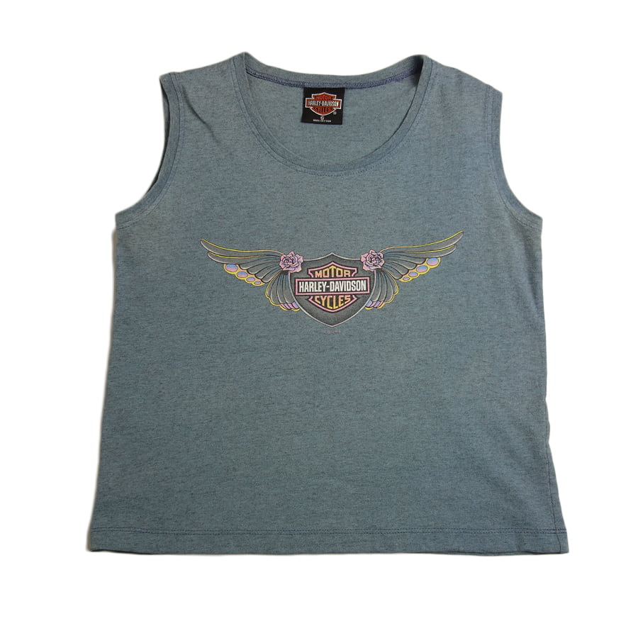 HARLEY-DAVIDSON レディース ノースリーブ プリントTシャツ ハーレーダビッドソン