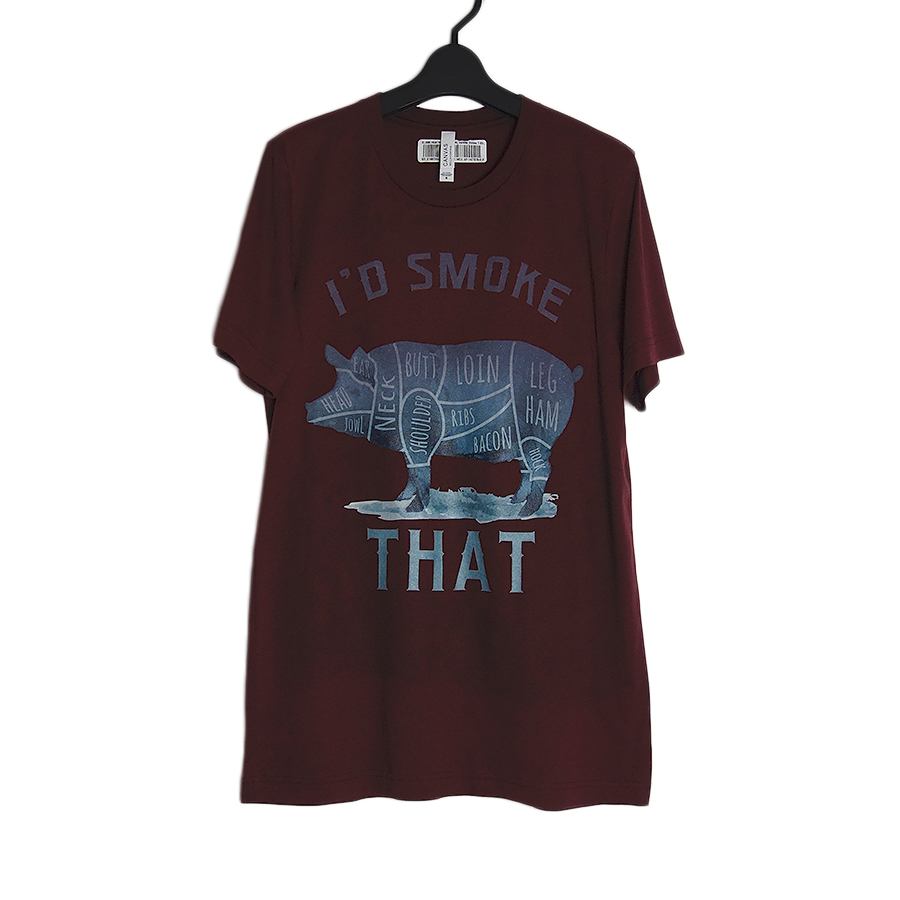 豚 I'D SMOKE THAT プリントTシャツ 新品 デッドストック ヘザーカーディナル M