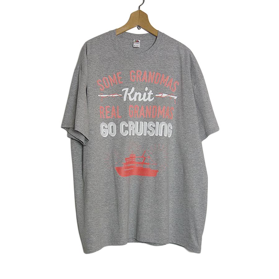 新品 FRUIT OF THE LOOM プリントTシャツ クルージング船 グレー　2XL