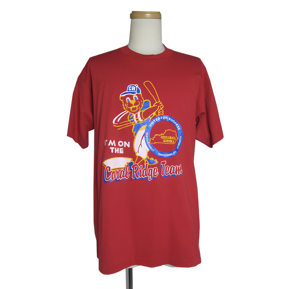 野球チーム プリントTシャツ サイズL 赤色 スクール ベースボール
