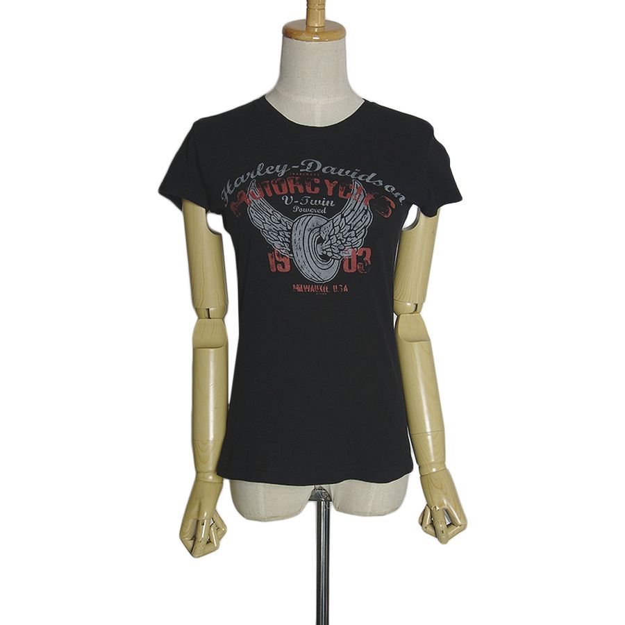 HARLEY-DAVIDSON レディース プリントTシャツ ハーレーダビッドソン 黒 S｜古着通販ショップ【異国屋】