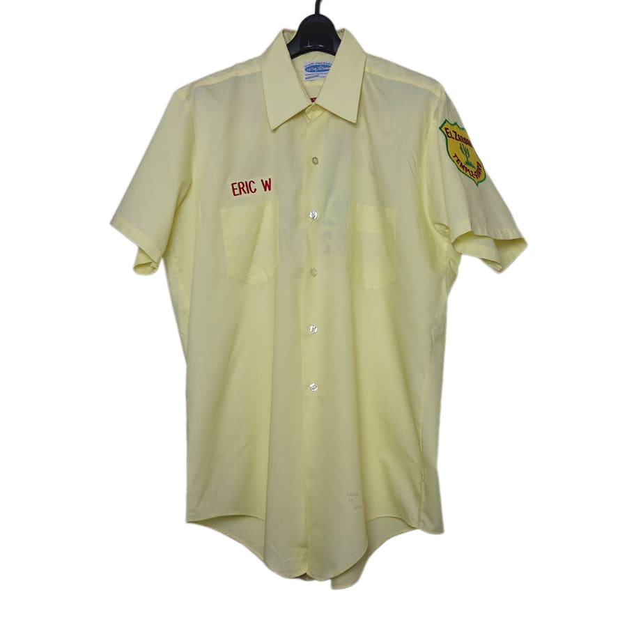 ヴィンテージ ワークシャツ 黄色 サボテンの刺繍入り 半袖 PHOENIX
