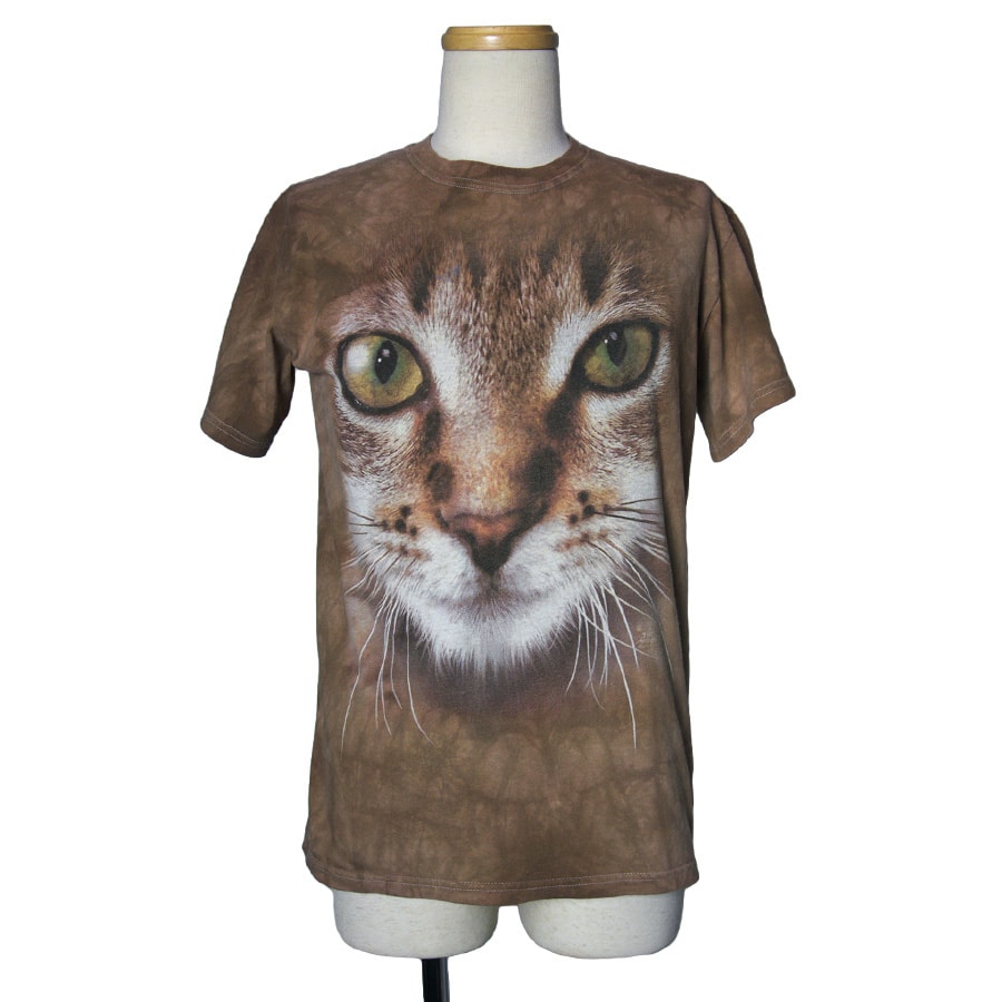 【THE MOUNTAIN】猫　アニマルプリントTシャツ　タイダイ染め 35f527ac39482834f9d56d26bc31d7