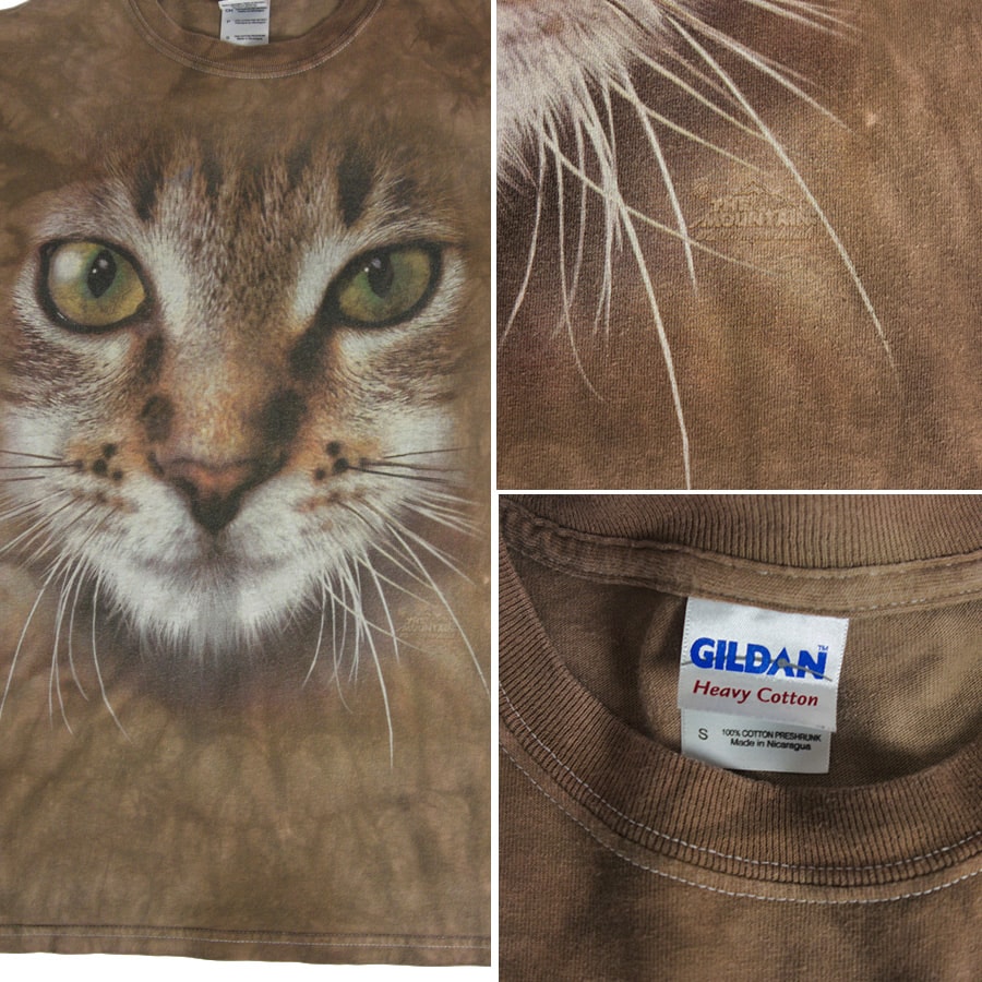 【THE MOUNTAIN】猫　アニマルプリントTシャツ　タイダイ染め 35f527ac39482834f9d56d26bc31d7