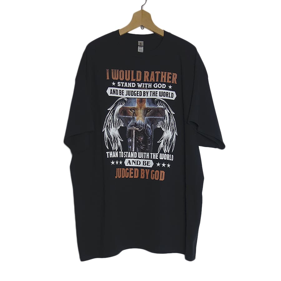 新品 GILDAN 騎士とライオンと天使  プリントTシャツ 黒色 大きいサイズ