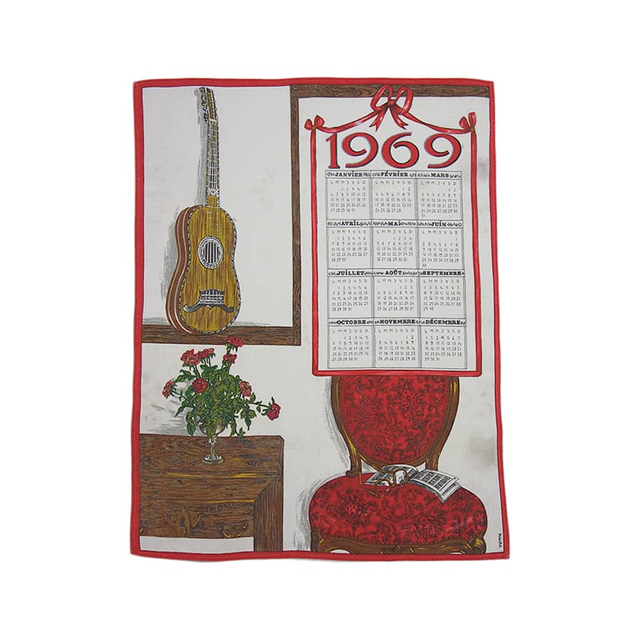 1969年 ギター チェア ヴィンテージ ファブリック カレンダー 雑貨 タペストリー 布