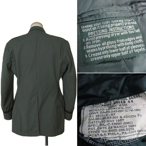U.S. ARMY ミリタリージャケット 50年代 U.S.ARMY 米軍 ヴィンテージ AG44 ドレスジャケット