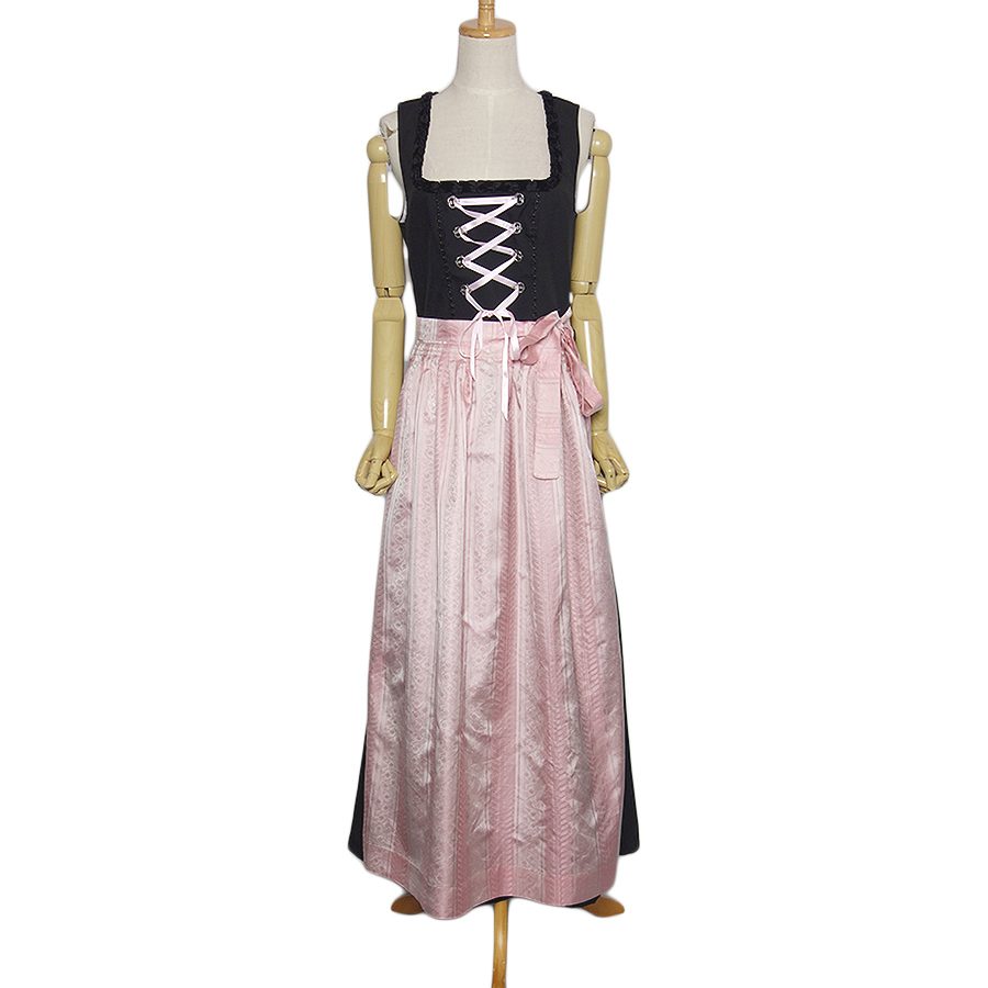 前掛け付き マキシ丈 チロルワンピース ディアンドル