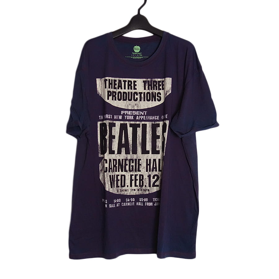 新品 ロックバンド ビートルズ プリントTシャツ THE BEATLES 紺赤斑 XXL 音楽