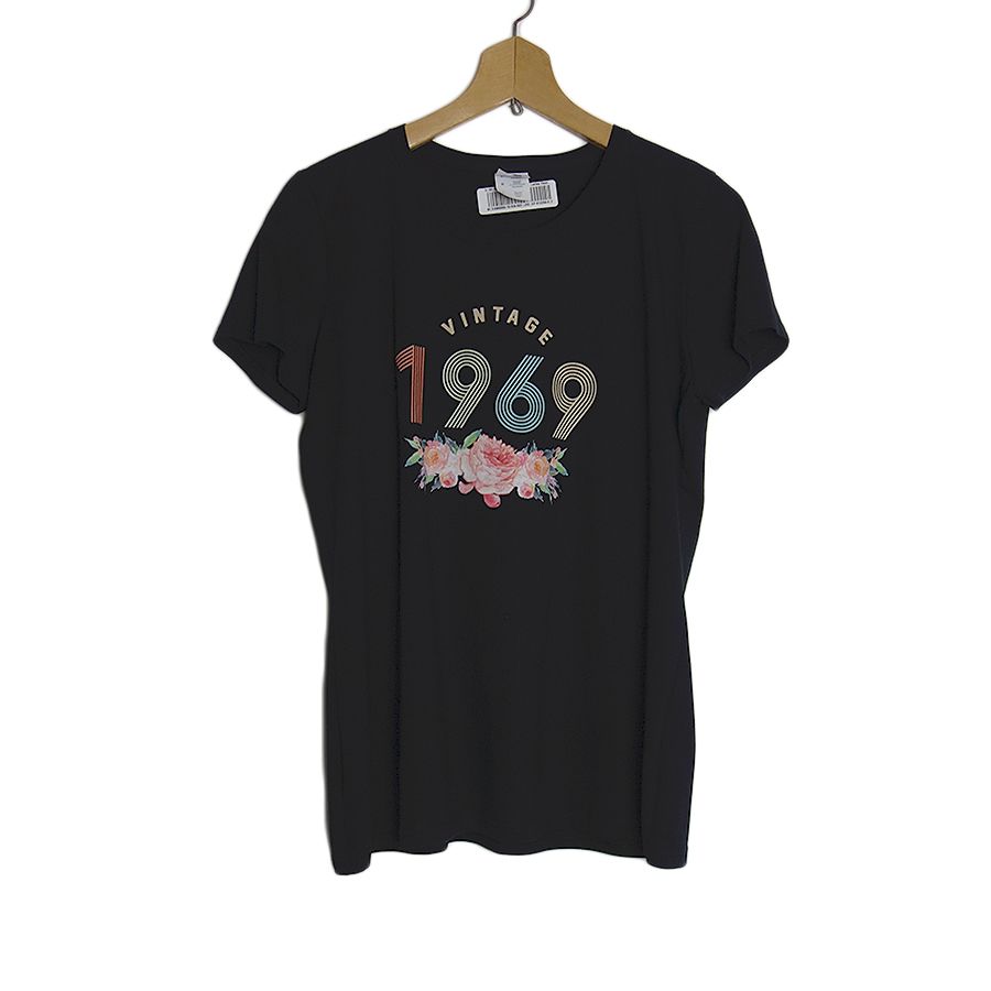 1969 レディース プリントTシャツ 新品 FRUIT OF THE LOOM　黒