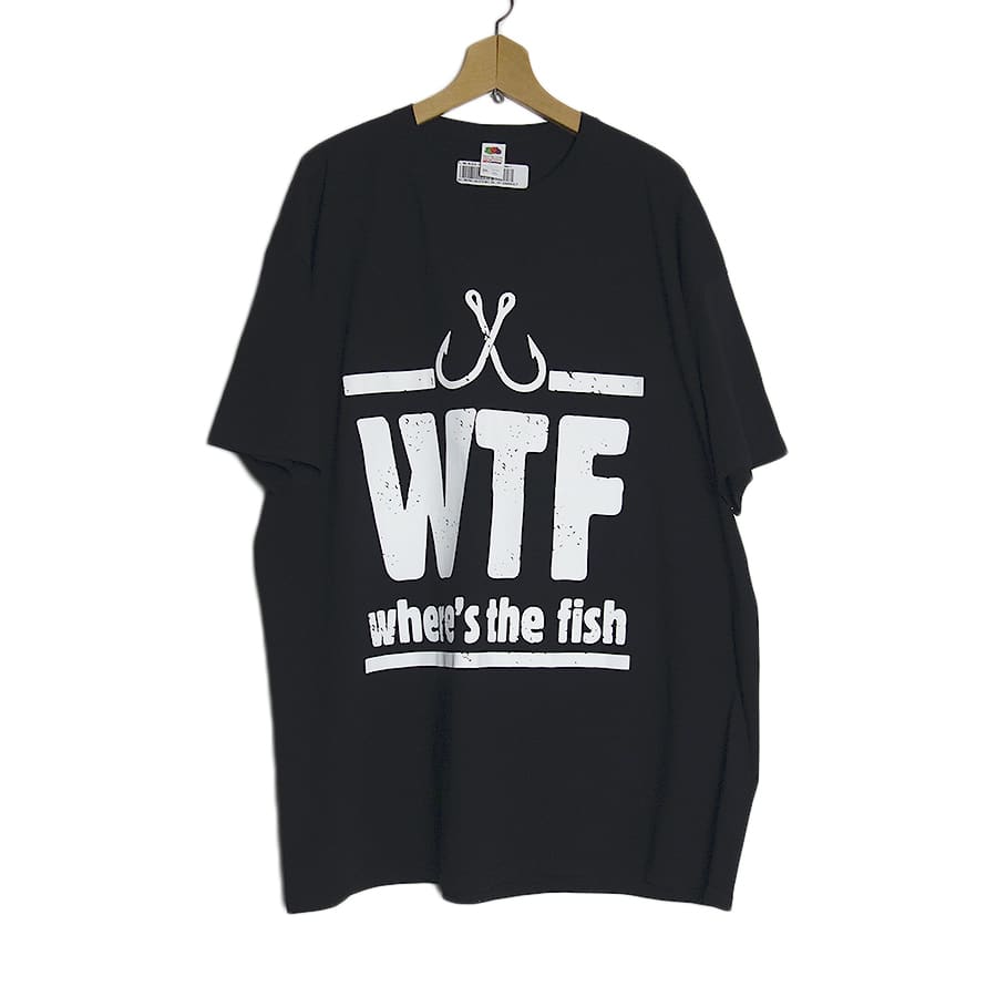 新品 プリントTシャツ FRUIT OF THE LOOM 黒色　WTF 釣り