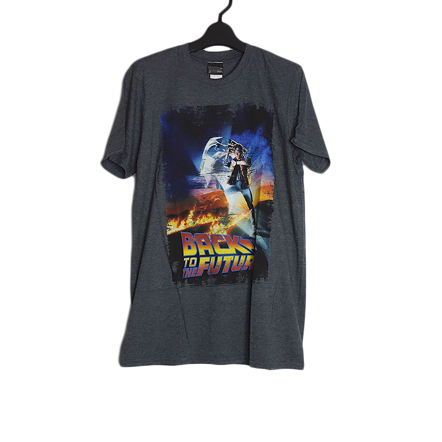 新品 映画 バックトゥザフューチャー プリントTシャツ ダークヘザー色 M