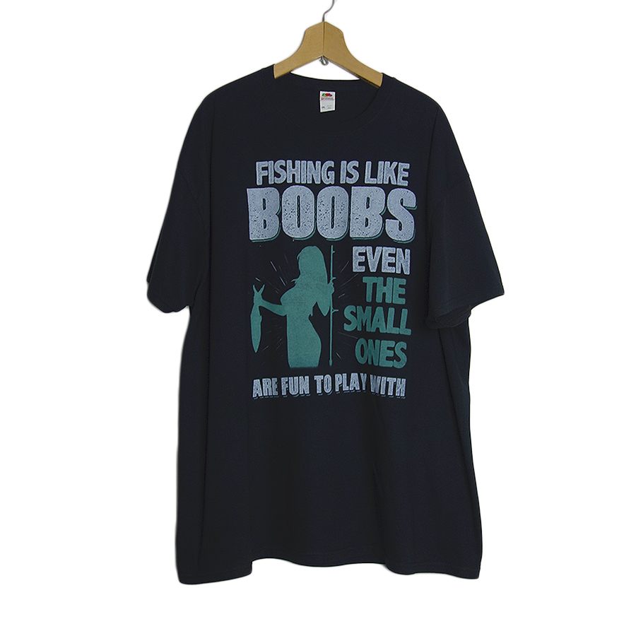 新品 プリントTシャツ FRUIT OF THE LOOM 黒 セクシー女性と魚