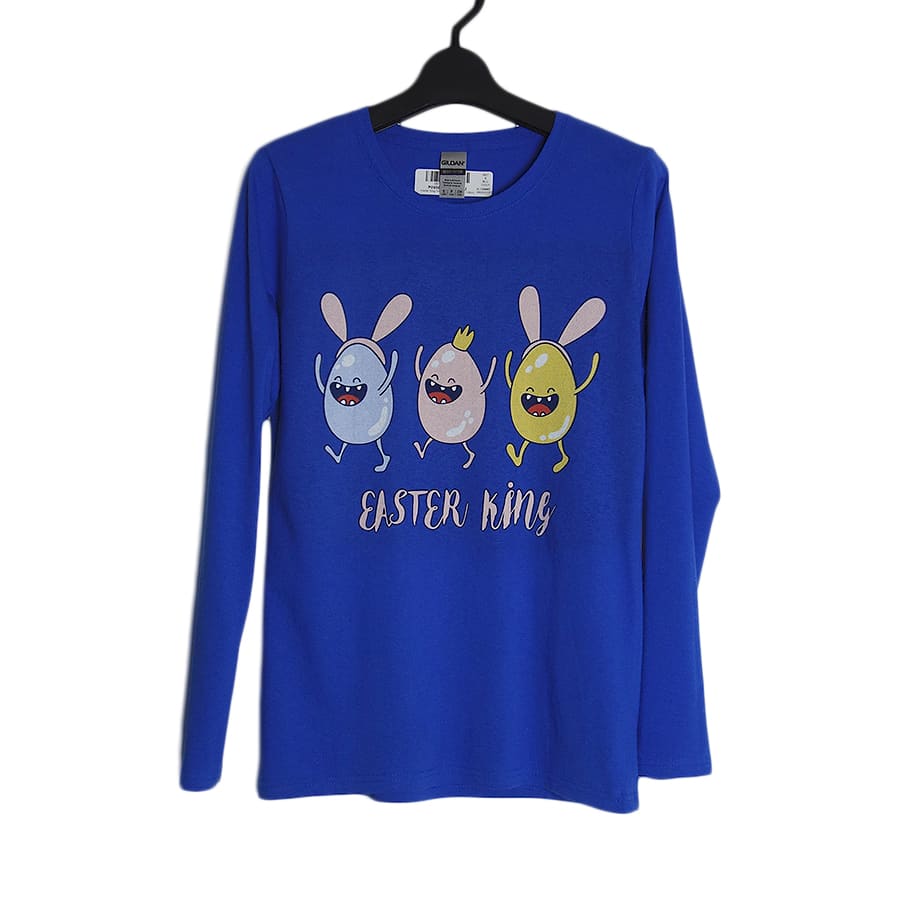 EASTER KING レディース ロングスリーブ プリントTシャツ 新品 デッドストック 青 S