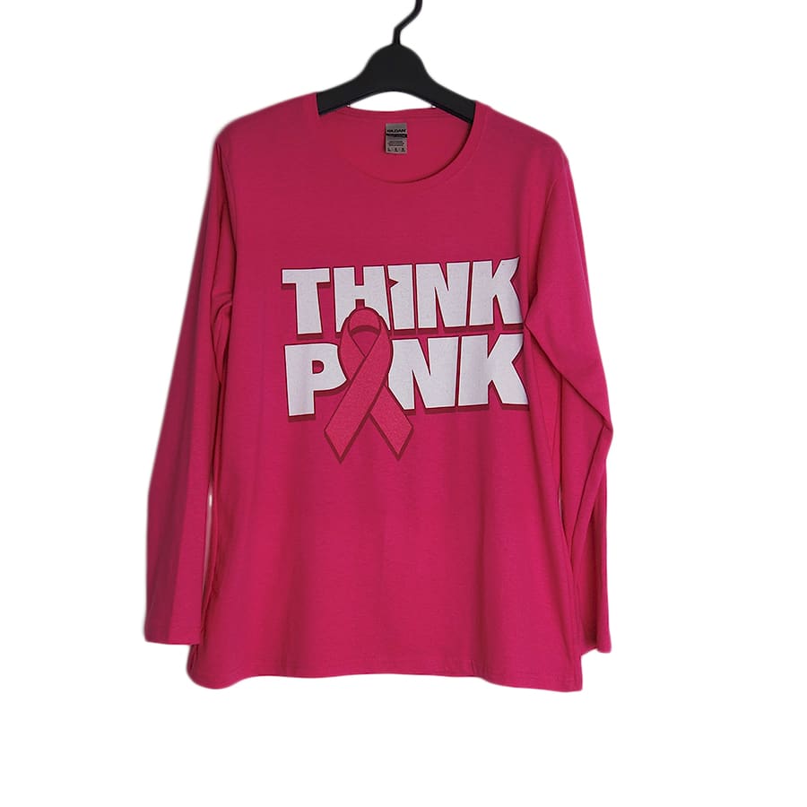 THINK PINK レディース ロングスリーブ プリントTシャツ 新品 デッドストック ピンク L