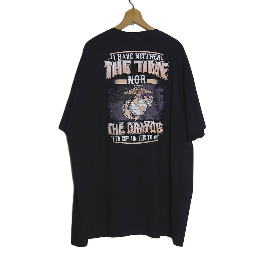 新品 FRUIT OF THE LOOM バックプリントTシャツ 黒 アメリカ海兵隊マーク