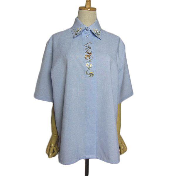 COUNTRY Line フリル チロル ブラウス 白 五分袖位 レディース XL位 ヨーロッパ 古着 クラシカルブラウス ikokuya_ylshirts-1837