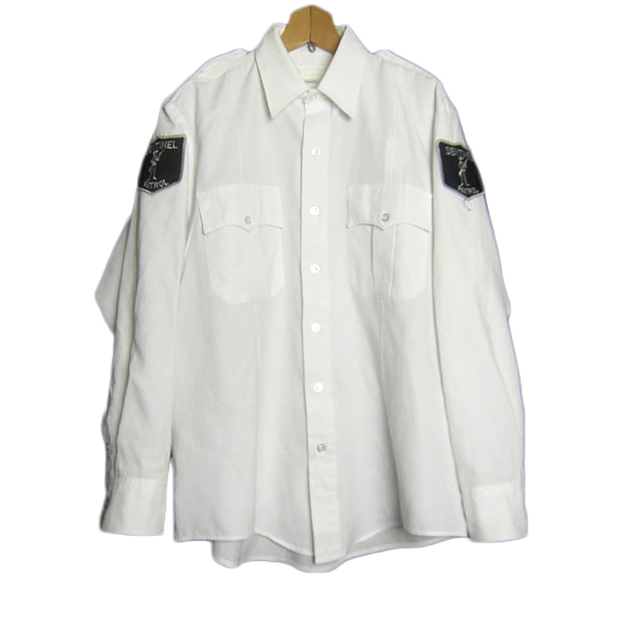 LIBERTY 白色 ワークシャツ ワッペン付き 長袖 ホワイト