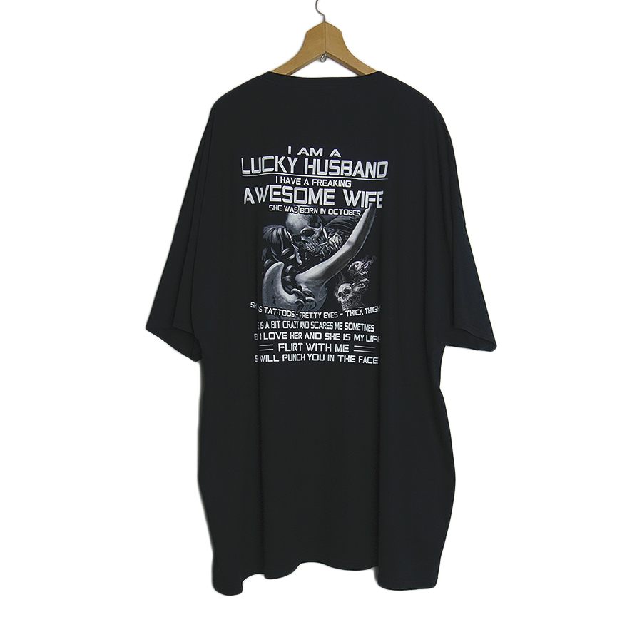 新品 FRUITS OF THE LOOM 美女と骸骨 バックプリントTシャツ 黒 大きいサイズ