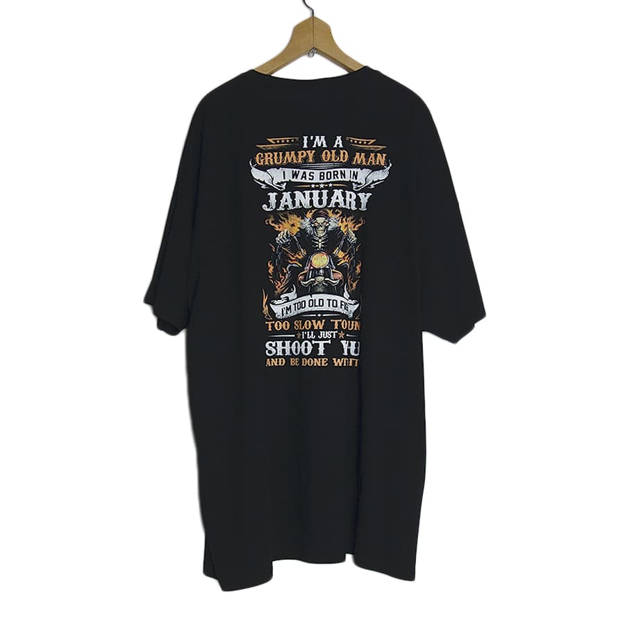 新品 FRUIT OF THE LOOM バックプリントTシャツ 黒 スカル 骸骨 バイカー 大きい