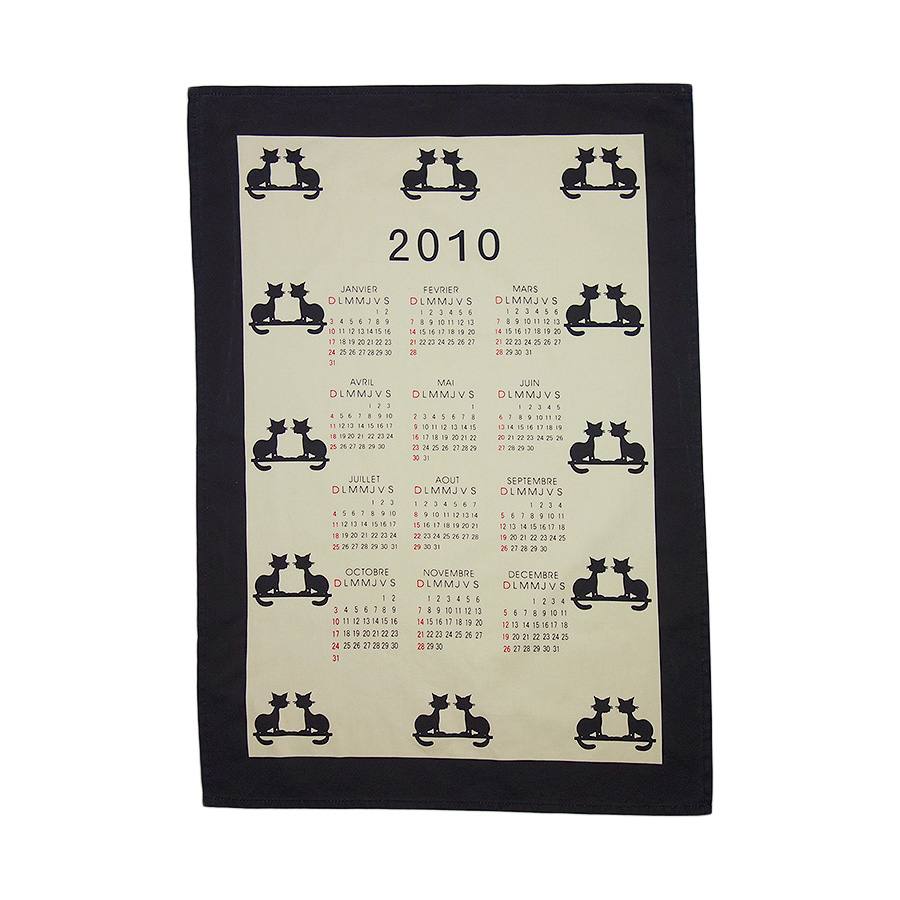 2010 猫 ファブリック カレンダー 雑貨 タペストリー 布